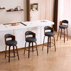 Lot de 2 tabourets de bar pivotants FERPIT 26 en similicuir avec pieds en bois courbé