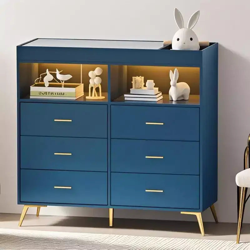 Commode à langer avec tiroirs, Commode bébé avec plan à langer, Prise électrique, Lumière LED et pieds en métal, Station de change