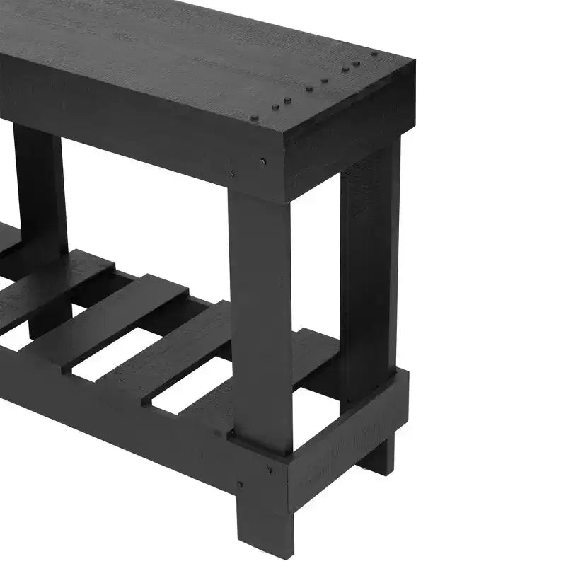 Console rustique avec rangement, table de couloir en bois de sapin massif, table d'entrée vintage avec étagère et pieds renforcés