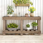 Console rustique avec rangement, table de couloir en bois de sapin massif, table d'entrée vintage avec étagère et pieds renforcés