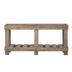 Console rustique avec rangement, table de couloir en bois de sapin massif, table d'entrée vintage avec étagère et pieds renforcés
