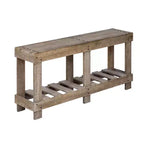 Console rustique avec rangement, table de couloir en bois de sapin massif, table d'entrée vintage avec étagère et pieds renforcés