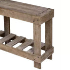 Console rustique avec rangement, table de couloir en bois de sapin massif, table d'entrée vintage avec étagère et pieds renforcés