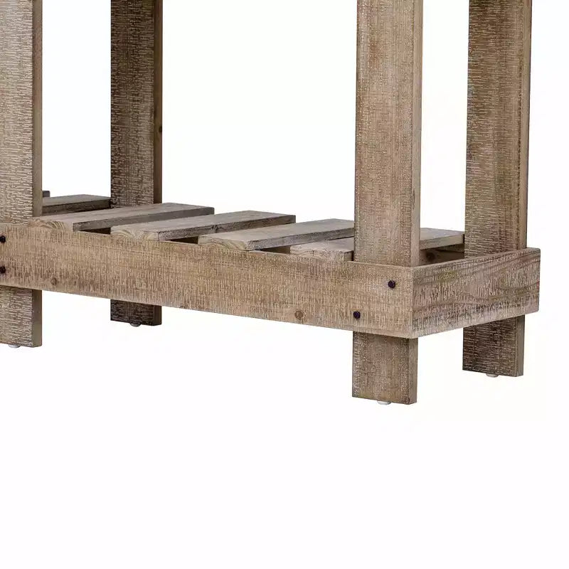 Console rustique avec rangement, table de couloir en bois de sapin massif, table d'entrée vintage avec étagère et pieds renforcés