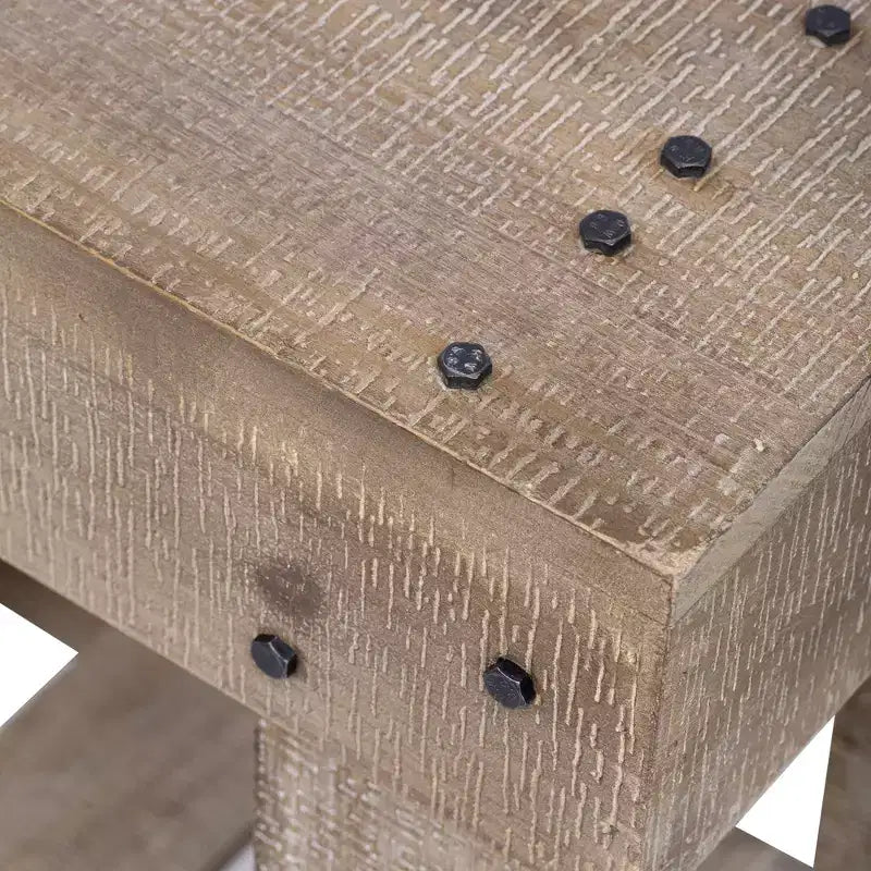 Console rustique avec rangement, table de couloir en bois de sapin massif, table d'entrée vintage avec étagère et pieds renforcés
