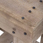 Console rustique avec rangement, table de couloir en bois de sapin massif, table d'entrée vintage avec étagère et pieds renforcés