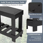 Console rustique avec rangement, table de couloir en bois de sapin massif, table d'entrée vintage avec étagère et pieds renforcés
