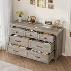 Commode de Chambre à Coucher à 7 Tiroirs, Grande Commode de Rangement Autoportante de 137 cm de Large, Commode de Rangement en Bois