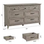 Commode de Chambre à Coucher à 7 Tiroirs, Grande Commode de Rangement Autoportante de 137 cm de Large, Commode de Rangement en Bois