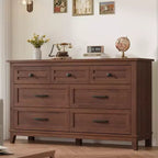 Commode de Chambre à Coucher à 7 Tiroirs, Grande Commode de Rangement Autoportante de 137 cm de Large, Commode de Rangement en Bois