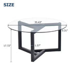 Table basse ronde moderne en verre, avec base et plateau en verre trempé pour salon,