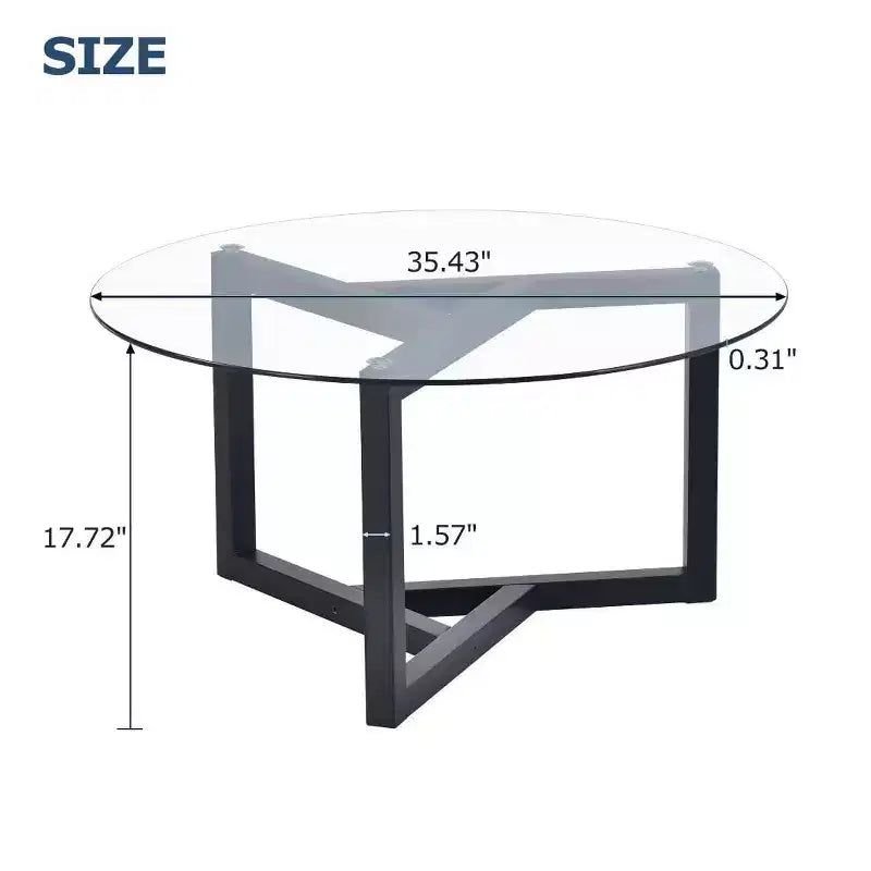 Table basse ronde moderne en verre, avec base et plateau en verre trempé pour salon,