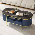 Table basse à motifs d'ondes circulairesTable basse avec tiroir, pour salon, pieds en métal doré,