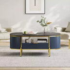 Table basse à motifs d'ondes circulairesTable basse avec tiroir, pour salon, pieds en métal doré,