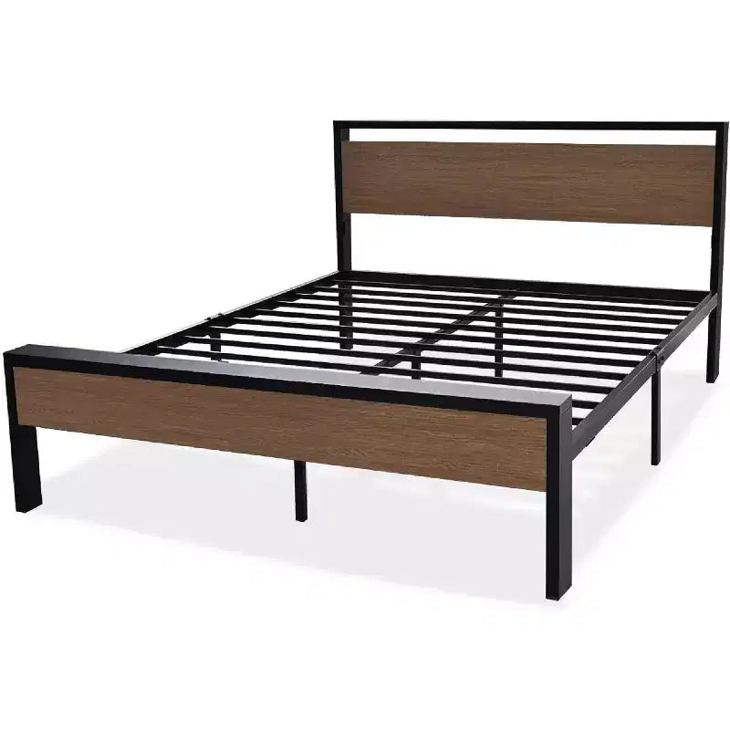 Cadre de lit plateforme avec tête de lit et pied de lit Rangement sous le lit Aucun sommier tapissier requis 12 lattes métalliques Sans bruit