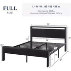 Cadre de lit plateforme avec tête de lit et pied de lit Rangement sous le lit Aucun sommier tapissier requis 12 lattes métalliques Sans bruit
