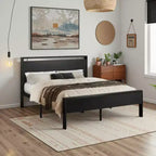 Cadre de lit plateforme avec tête de lit et pied de lit Rangement sous le lit Aucun sommier tapissier requis 12 lattes métalliques Sans bruit