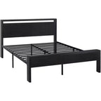 Cadre de lit plateforme avec tête de lit et pied de lit Rangement sous le lit Aucun sommier tapissier requis 12 lattes métalliques Sans bruit