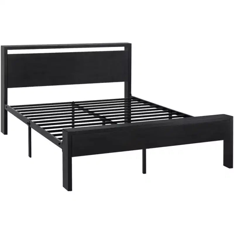 Cadre de lit plateforme avec tête de lit et pied de lit Rangement sous le lit Aucun sommier tapissier requis 12 lattes métalliques Sans bruit