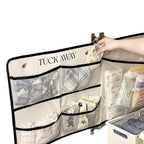 Alilang Organiseur Suspendu Pliable avec Compartiments Étiquetés et Bordure Contrastée 100x44cm - Beige Clair