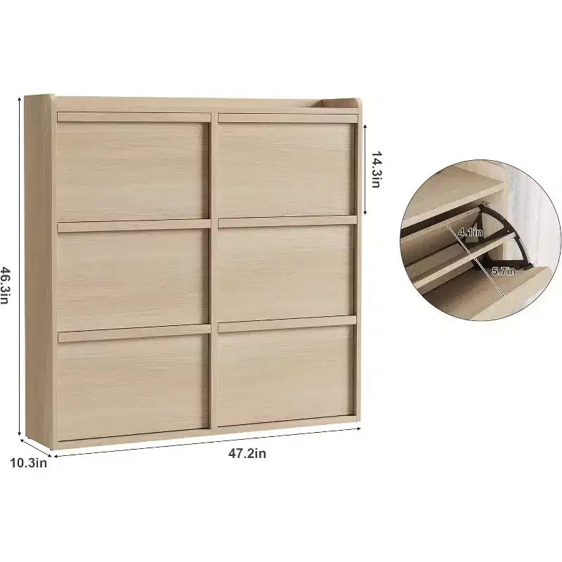 Meuble à chaussures avec tiroirs basculants, meuble à chaussures en bois dissimulé, meuble de rangement à chaussures autoportant pour entrée ou couloir