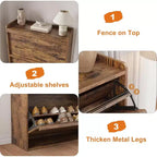 Meuble à chaussures avec tiroirs basculants, meuble à chaussures en bois dissimulé, meuble de rangement à chaussures autoportant pour entrée ou couloir