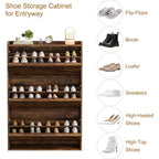 Meuble à chaussures avec tiroirs basculants, meuble à chaussures en bois dissimulé, meuble de rangement à chaussures autoportant pour entrée ou couloir