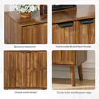 JVNOXK Bahut de salle à manger avec rangement, meuble de rangement de style ferme avec motif de trombone, meuble de rangement en bois pour bar à café de cuisine, Noyer