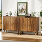 JVNOXK Bahut de salle à manger avec rangement, meuble de rangement de style ferme avec motif de trombone, meuble de rangement en bois pour bar à café de cuisine, Noyer
