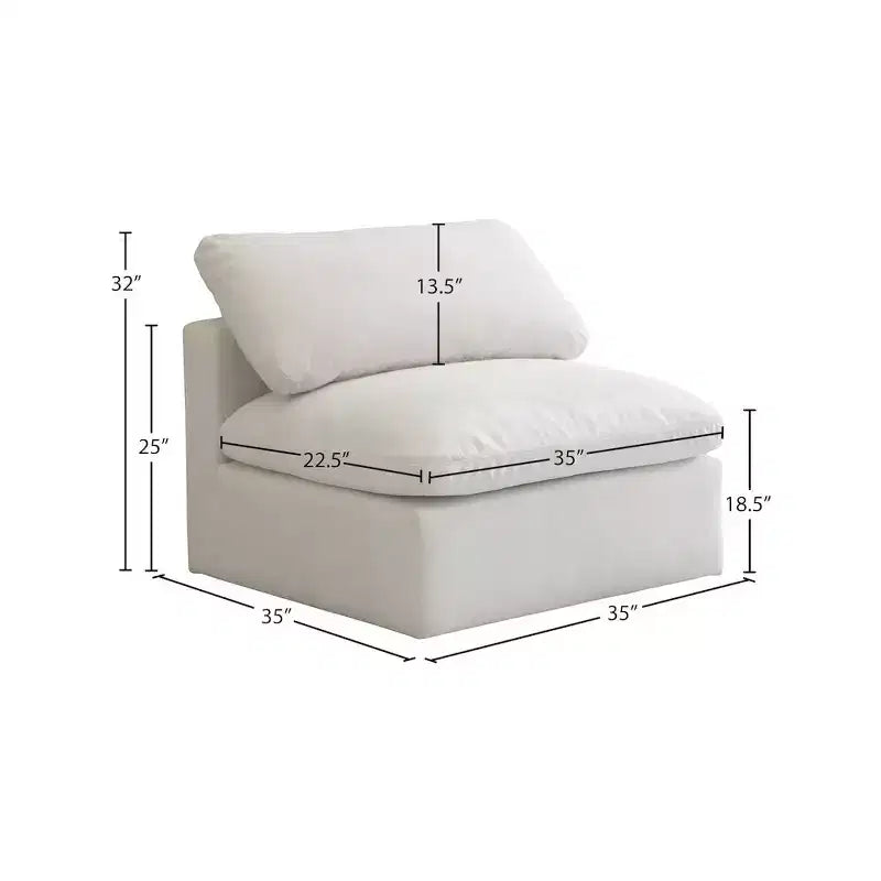 Meridian Furniture, Chaise modulaire sans accoudoirs, confort standard, velours moelleux