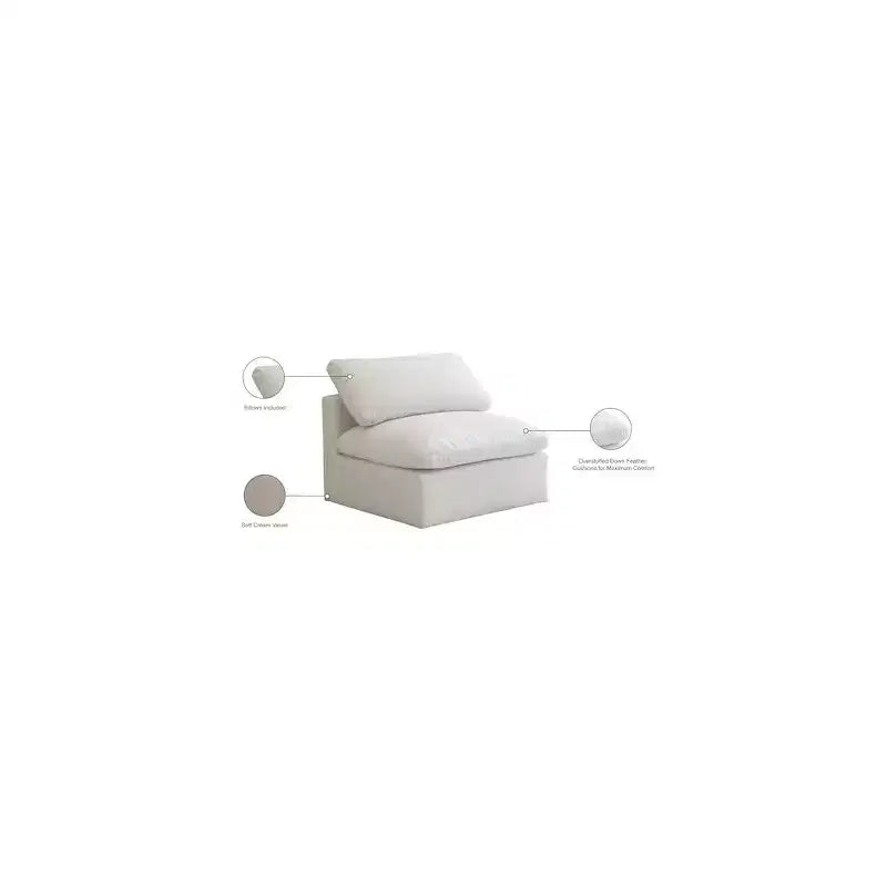 Meridian Furniture, Chaise modulaire sans accoudoirs, confort standard, velours moelleux