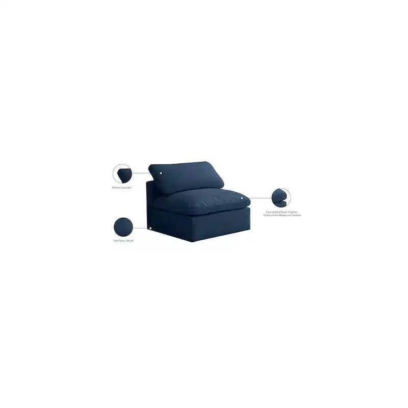 Meridian Furniture, Chaise modulaire sans accoudoirs, confort standard, velours moelleux