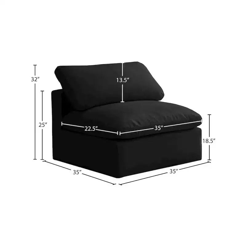 Meridian Furniture, Chaise modulaire sans accoudoirs, confort standard, velours moelleux