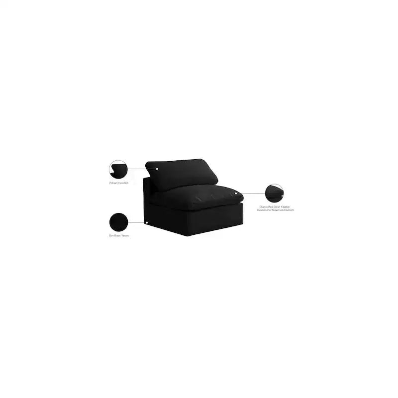 Meridian Furniture, Chaise modulaire sans accoudoirs, confort standard, velours moelleux