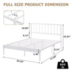 Cadre de lit plateforme pleine grandeur, cadre de lit en métal avec tête de lit, espace de rangement de 32 cm en dessous, aucun sommier tapissier requis, silencieux, noir