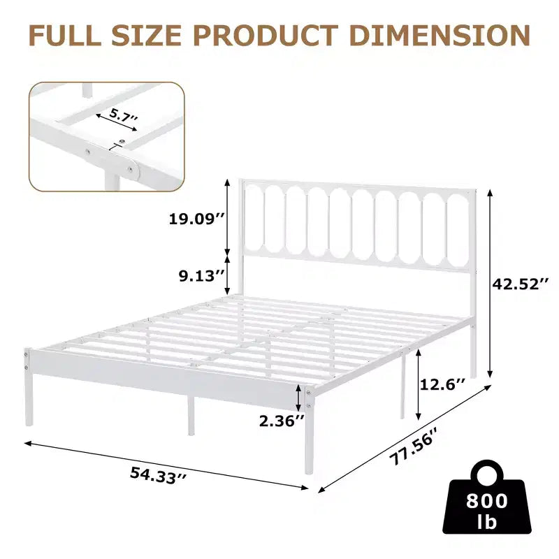 Cadre de lit plateforme pleine grandeur, cadre de lit en métal avec tête de lit, espace de rangement de 32 cm en dessous, aucun sommier tapissier requis, silencieux, noir