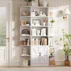 Étagère à livres à 6 niveaux avec armoire de rangement et étagères ouvertes, bibliothèque debout moderne de style ferme de 190,5 cm de haut, organisateur d'étagères d'exposition de 119,4 cm de large