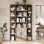 Étagère à livres à 6 niveaux avec armoire de rangement et étagères ouvertes, bibliothèque debout moderne de style ferme de 190,5 cm de haut, organisateur d'étagères d'exposition de 119,4 cm de large
