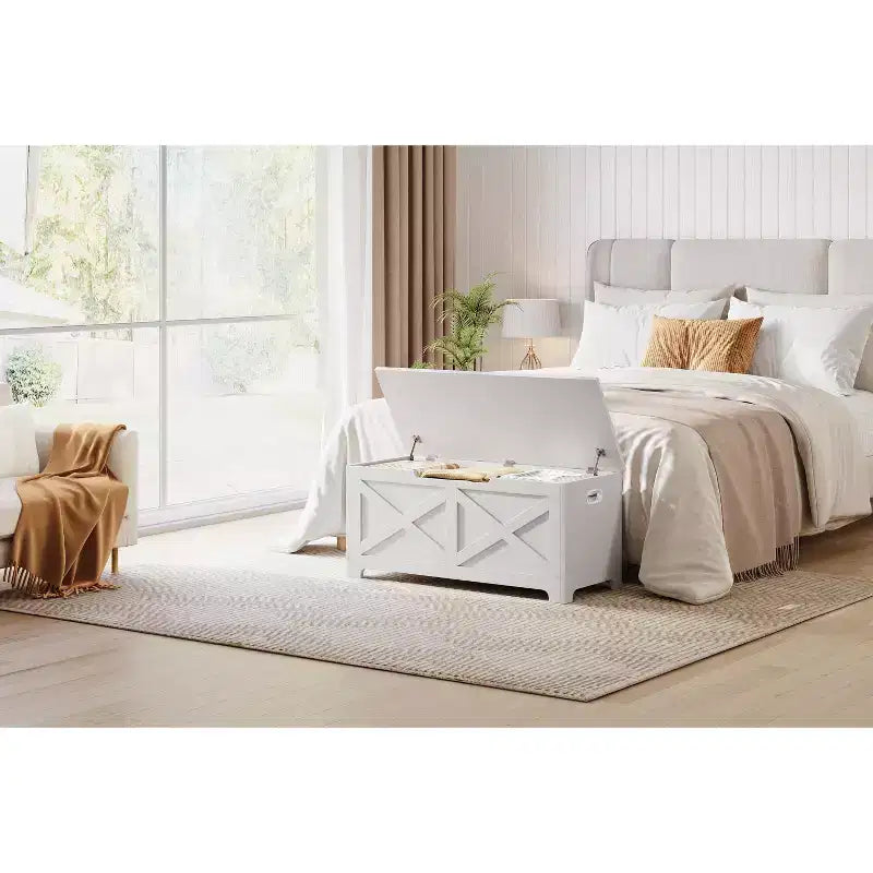 Tabouret de rangement décoratif en MDF 100 cm - Unité de rangement décorative, repose-pieds élégant, pieds aux formes uniques, solution de rangement multifonctionnelle.