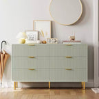 Commode à six tiroirs, meuble de rangement moderne en bois avec poignées en métal doré et dispositif anti-basculement, convient pour les chambres à coucher, les salons.