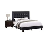 Lit Queen Plateforme Moderne Royal Hampton, Capitonnage Profond, Similicuir Noir