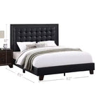 Lit Queen Plateforme Moderne Royal Hampton, Capitonnage Profond, Similicuir Noir