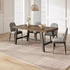 Table à manger GustoWave de 63 pouces pour 4 à 6 personnes, table de cuisine rectangulaire aspect bois avec cadre en métal