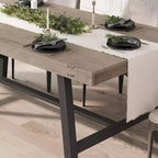 Table à manger GustoWave de 63 pouces pour 4 à 6 personnes, table de cuisine rectangulaire aspect bois avec cadre en métal
