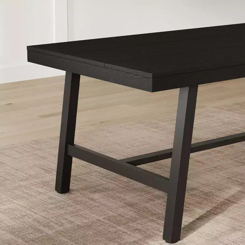 Table à manger GustoWave de 63 pouces pour 4 à 6 personnes, table de cuisine rectangulaire aspect bois avec cadre en métal