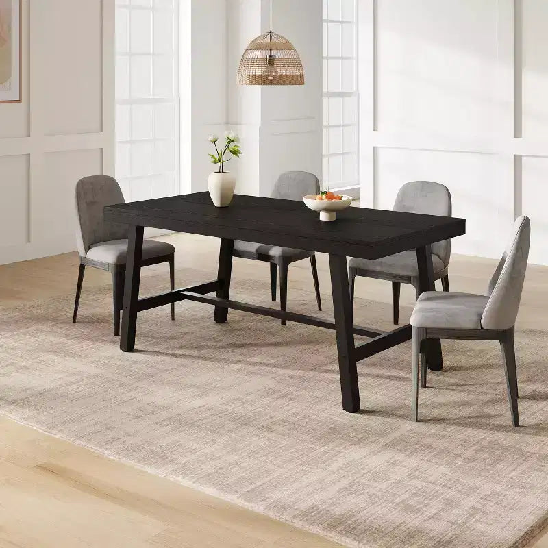 Table à manger GustoWave de 63 pouces pour 4 à 6 personnes, table de cuisine rectangulaire aspect bois avec cadre en métal