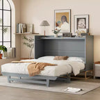 Lit mural escamotable Queen Murphy Bed avec pieds dorés, lit armoire queen size pliant pour chambre d'amis/bureau