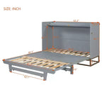 Lit mural escamotable Queen Murphy Bed avec pieds dorés, lit armoire queen size pliant pour chambre d'amis/bureau