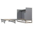 Lit mural escamotable Queen Murphy Bed avec pieds dorés, lit armoire queen size pliant pour chambre d'amis/bureau