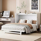 Lit mural escamotable Queen Murphy Bed avec pieds dorés, lit armoire queen size pliant pour chambre d'amis/bureau